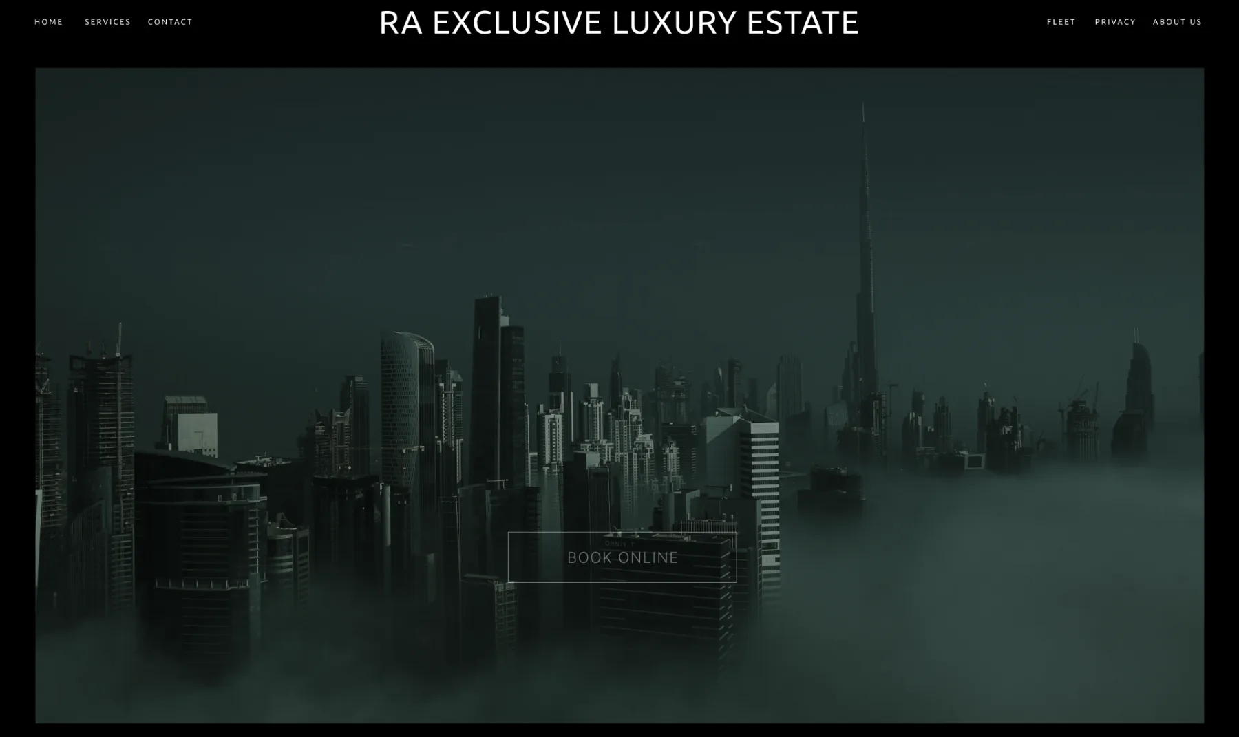 Первый экран сайта RA Exclusive Luxury Estate
